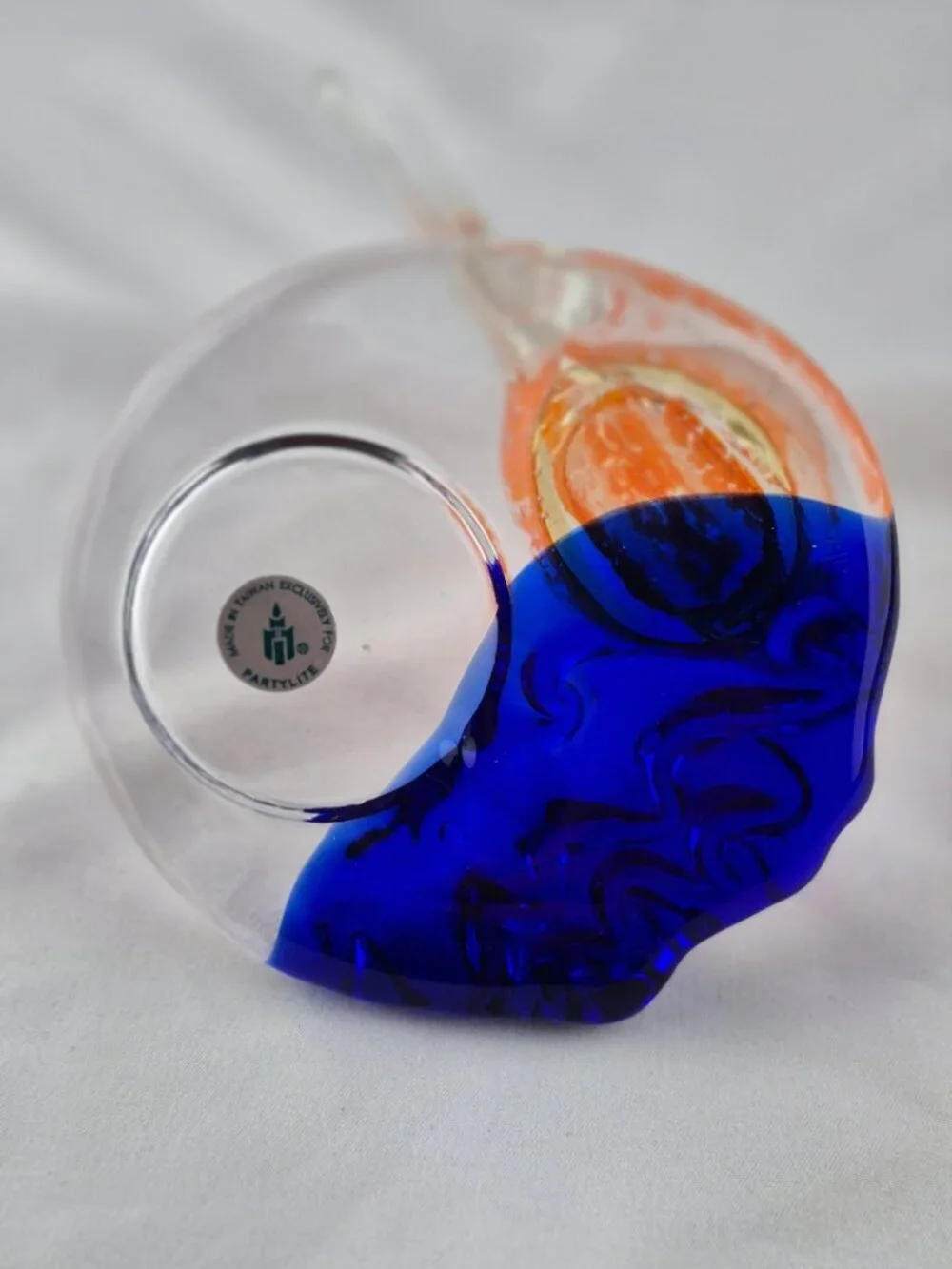 PartyLite Art Glass Tropical Angel Fish Tealight Candle Holder